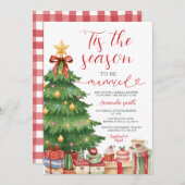 Red Bow Tis The Season to Be Married Bridal Shower Einladung (Vorne/Hinten)