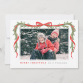 Red Bow und Garland Feiertagskarte (Vorderseite)
