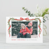 Red Bow und Garland Feiertagskarte (Stehend Vorderseite)