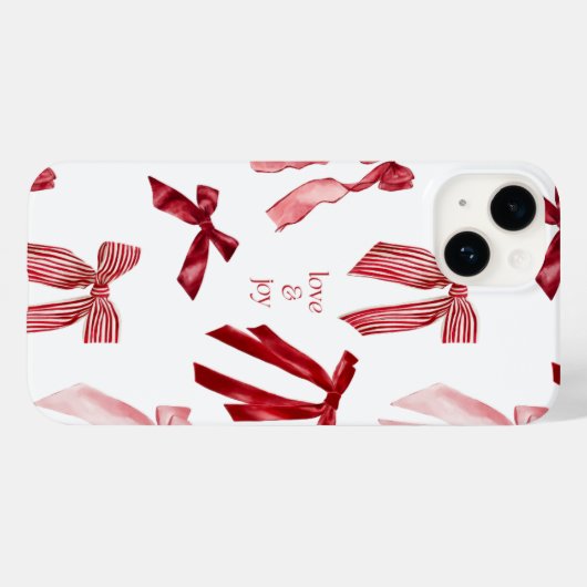 Red Bow Watercolor iPhone Case (Rückseite (Horizontal))