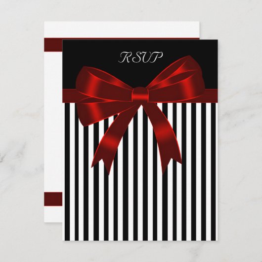 Red Bow Wedding RSVP Card (Vorne/Hinten)