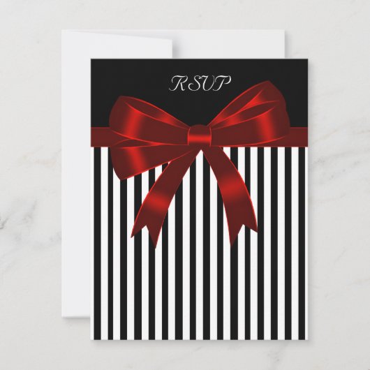 Red Bow Wedding RSVP Card Karte (Vorderseite)