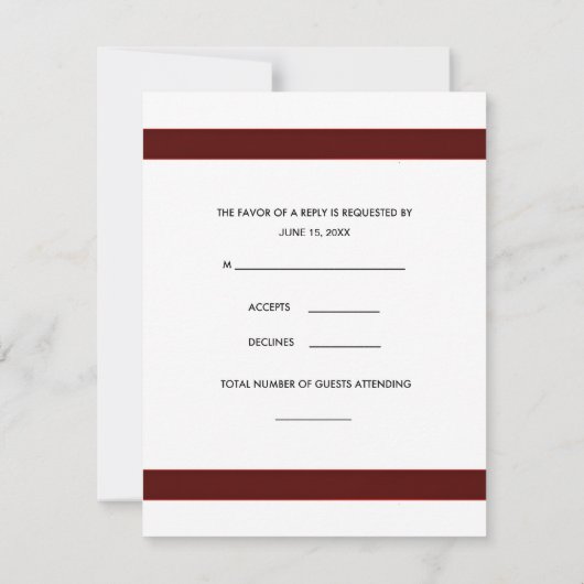 Red Bow Wedding RSVP Card Karte (Rückseite)