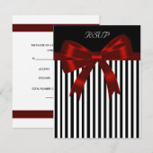 Red Bow Wedding RSVP Card Karte (Vorne/Hinten)