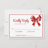 Red Bow Wedding RSVP Karte (Vorderseite)