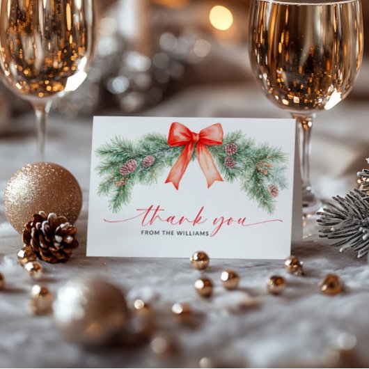 Red Bow Weihnachten geklappt Dankeschön Karte