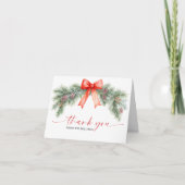 Red Bow Weihnachten geklappt Dankeschön Karte (Vorderseite)