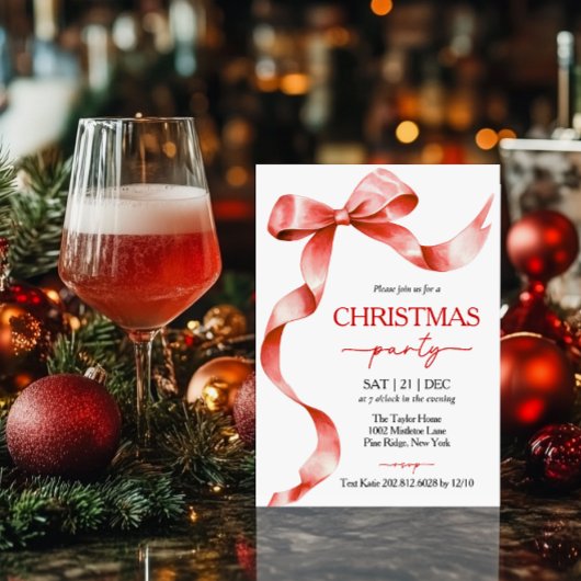 Red Bow Weihnachts-Party Einladung