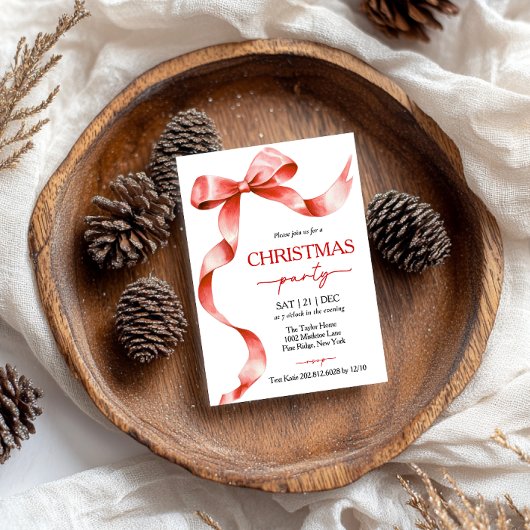 Red Bow Weihnachts-Party Einladung