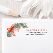 Red Bow Weihnachts-Rücksendeadressen-Aufkleber (Insitu)