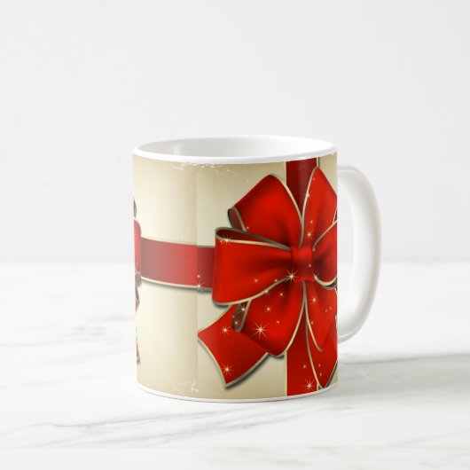Red Bow Weihnachts-Tasse Kaffeetasse (VorderseiteRechts)