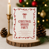 Red Bow Weihnachtsessen Party Einladung