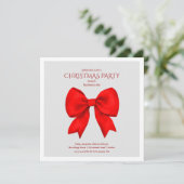 Red Bow Weihnachtsfeier Einladung (Stehend Vorderseite)