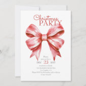 Red Bow Weihnachtsfeiertag Party Einladung (Vorderseite)