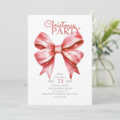 Red Bow Weihnachtsfeiertag Party Einladung (Stehend Vorderseite)