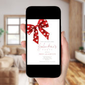 Red Bow White Hearts Galentines Party Einladung