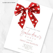 Red Bow White Hearts Galentines Party Einladung