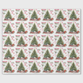Red Bow White Maltese Dog Holiday Tree Geschenkpapier (Flach)