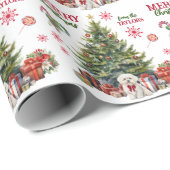 Red Bow White Maltese Dog Holiday Tree Geschenkpapier (Rolleneckpunkt)