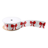 Red Bow White Ribbon Satinband (Spule)