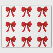 Red Bow White Wrapping Paper Geschenkpapier (Flach)