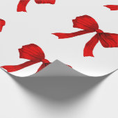 Red Bow White Wrapping Paper Geschenkpapier (Ecke)