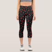 Red Bow Winter Pattern Capri Leggings (Vorderseite)