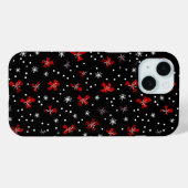 Red Bow Winter Pattern Case-Mate iPhone Hülle (Rückseite (Horizontal))