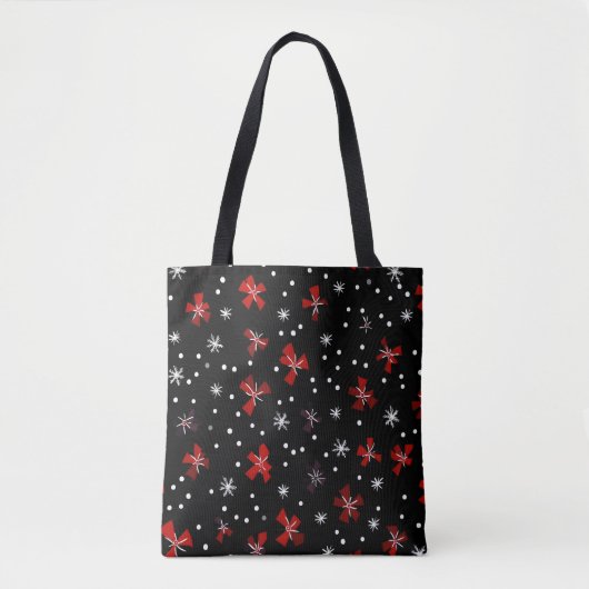 Red Bow Winter Pattern Tasche (Vorderseite)