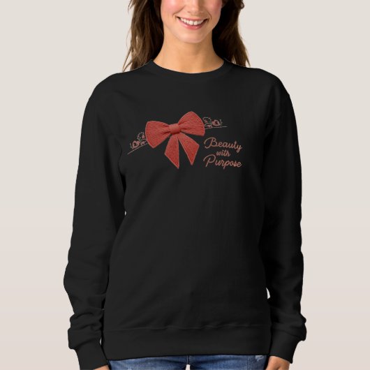 Red Bow with Roses "Beauty with Purpose" Sweatshir Sweatshirt (Vorderseite)