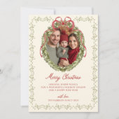 Red Bow Wreath Foto Feiertagskarte (Vorderseite)