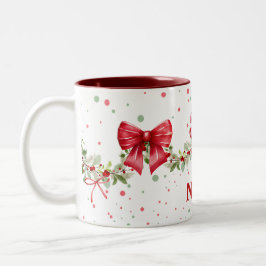 Red Bow Wreath Garland Personalisierte Weihnachtsf Zweifarbige Tasse