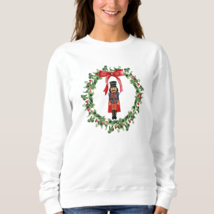 Red Bow Wreath & Nutcracker Weihnachts Sweatshirt