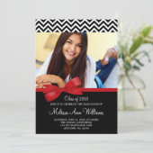 Red Bow Zickzack Foto Abschluss Ankündigung (Stehend Vorderseite)