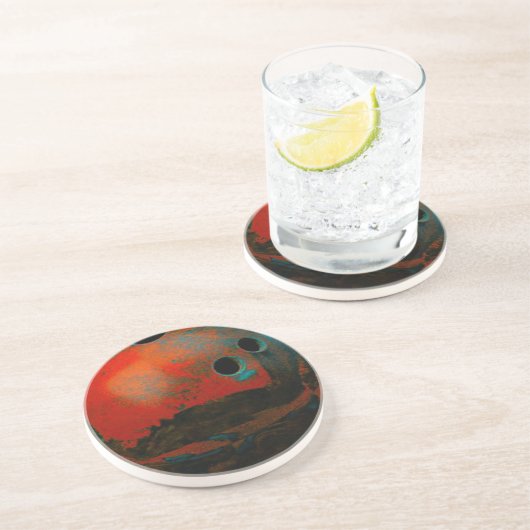 Red Bowling Ball anpassen Getränkeuntersetzer (Seite)