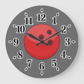 Red Bowling Ball Große Wanduhr (Vorderseite)