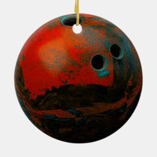 Red Bowling Ball passen sie an Keramik Ornament (Hinten)