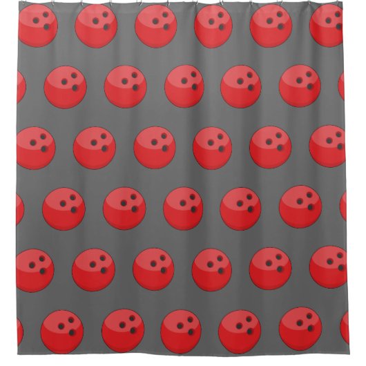 Red Bowling Ball Pattern Duschvorhang (Vorderseite)