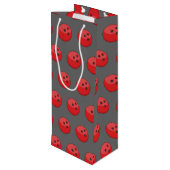 Red Bowling Ball Pattern Geschenktüte Für Weinflaschen (Rückseite Schrägansicht)