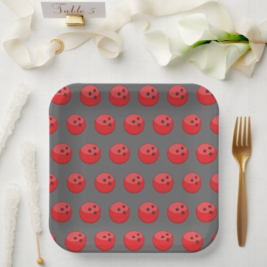 Red Bowling Ball Pattern Pappteller (Hochzeit)