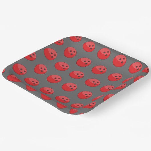 Red Bowling Ball Pattern Pappteller (Gewinkelt)