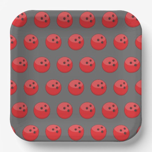 Red Bowling Ball Pattern Pappteller (Vorderseite)