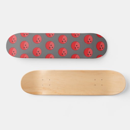 Red Bowling Ball Pattern Skateboard (Horizontal)