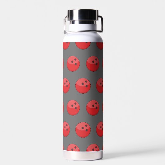 Red Bowling Ball Pattern Trinkflasche (Rückseite)