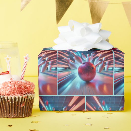 Red Bowling Ball Strike Geschenkpapier (Geburtstagsparty)