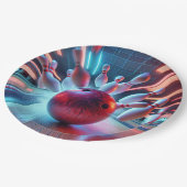 Red Bowling Ball Strike Pappteller (Schrägansicht)