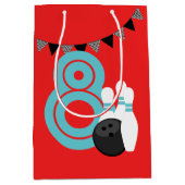 Red Bowling Birthday Geschenktasche Mittlere Geschenktüte (Vorderseite)