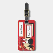 Red Bowling Pins and Ball 🎳 | Bowler Gepäckanhänger (Vorderseite vertikal)