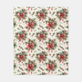 Red Bows and Holly Leaves Fleecedecke (Vorderseite)