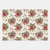 Red Bows and Holly Leaves Geschenkpapier Set (Vorderseite 3)
